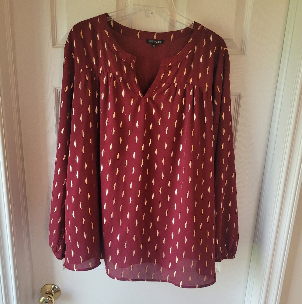 Papermoon Burgundy Blouse with Gold Accents